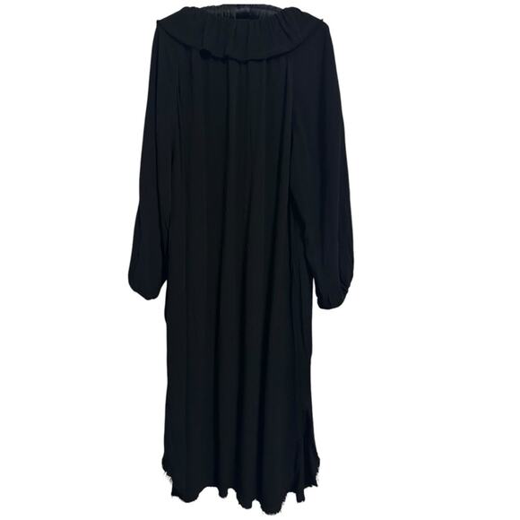 Raquel Allegra Black Peasant Dress size 0 Midi Ruffle Neck - Picture 15 of 16